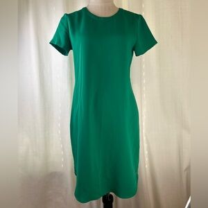 Adrienne Vittadini Emerald Short Sleeve Midi Back Zip Up Dress ☘️